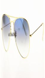 Drop Mens Womens Gradient Sunglasses Beach Sun Glasses Gold Metal Frame Blue Glass Lenses UV Protection With Box And Cases6507827