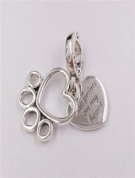 925 Sterling Silver valentines day jewelry making style Hearts & Paw Print Dangle charms chain diy girls bracelet for women necklace bead kit bangle 799320C012999376