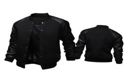 New Trend Black College Baseball Jacket MenBoy Veste Homme Casual Pu Leather Sleeve Mens Sweatshirt Varsity Jackets For Fall9155068