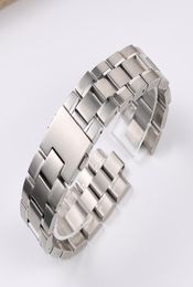 New 20mm 22mm Silver Solid Stainless Steel Watchband For Solid Curved END Deployment Clasp Wrist Bracelet For Men Logo 011036683
