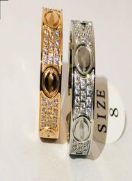 Fashion Jewelry Diamond Ring Three Row Sparkly Austrian Zirconia Rhinestone Diamond Lady and man lover Wedding Ring Jewelry4279401