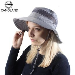 CAMOLAND UPF 50 Summer Sun Hat Women Breathable Mesh Bucket Hat Male Outdoor Fishing Hiking Caps Casual Beach Cap 240601