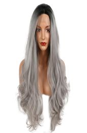 Lace Front Wigs wig 66cm26 inches Long Straight Women Lace Front Wig Mixed Colour Heat Resistant Synthetic Hair Swiss Lace Wigs ka8195659