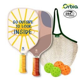 Orbia Sports Pickleball Paddles Set 2 Paddles 4 Balls Pickleball Paddles Glass Fibre Surface USAPA Approved Indoor Outdoor 240528