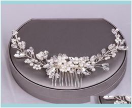 Hair Jewelryforseven Bridal Wedding Aessories Shining Crystal Pearls Flower Leaf Combs Hairpins Clips Headbands Decor Jewellery Drop3312139