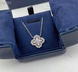 Luxury Top Quality Pendant Necklaces Full Zircon Four Leaf Clover Charm Short Chain Brand Designer Jewellery For Womem5659634