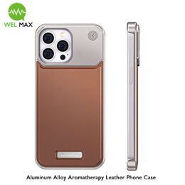 leather aromatherapy Aluminium alloy phone case For iphone Pro max shockproof Magnetic Wireless Charging Cover