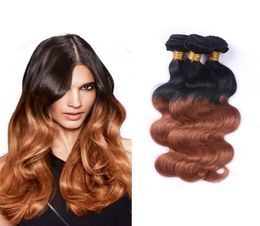 8A Grade Brazilian Virgin Wavy Coloured Hair Ombre 1B30 Body Wave 3 Bundles Cheap Human Hair Products 100gpcs Remy Weave Extensio4735618