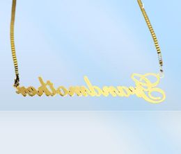 Gold Filled Long Box Chain Custom Name Choker Necklace Women Men Personalized Bridesmaid Christmas Gift Nameplate Collar Mujer224Z4143154