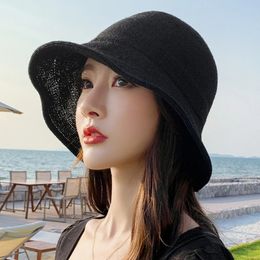 Brand Summer Straw Hat Women Fashion Travel Panama Female Trend Bucket Hat Lady Sunshade Breathable Sun Caps 240601