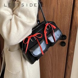 Left Side Small PU Leather Double Pocket Design Womens Shoulder Bag Womens Underwear Bag Womens Handbag and Wallet 240529