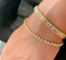 Cubic Zirconia gold Tennis Bracelet Chain Bracelets For Women Men Gold Colour Hand CZ Homme Jewelry4687583