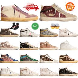 Top Quality Leather Suede Designer Casual Shoes Women Mens Mid sneakers Star Platform Sneaker Dirty golden luxury fshion Italy Brand Flat superstars trainers