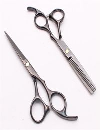 C1005 6quot 175cm 440C Customised Logo Laser Black Human Hair Scissors or set reguler Barberquots Hairdressing shears Styling2378378
