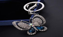 Luxury Butterfly Keychains Crystal Rhinestone Bag Charms Animal Pendant Keyrings Holder Accessories Fashion Women Car Key Chains R8343142