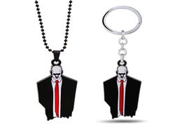 Keychains Game Hitman 2 Metal Keychain Pendant Necklace Chain Choker Necklaces Key Chains Keyrings Car Bag KeyRing Charm Jewelry L4378858