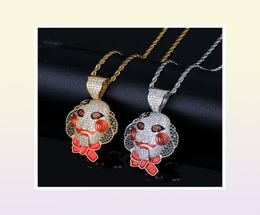 Hip Hop Jewelry Iced Out Pendant Luxury Designer Necklace Mens Gold Chain Pendants Bling Diamond Clown Tekashi69 Saw Billy Cosplay5816419