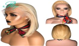 part 613 Blonde Short Bob Wigs Brazilian Straight Lace Wig heat resistant synthetic Wig For Women9921148