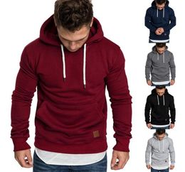 Mens Solid Colour Casual Hoodies Black Red Blue Grey Fleece Sweatshirt Front Pockets Basic Hoodies 4935479