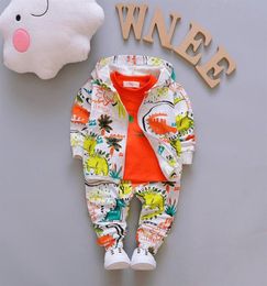 Autumn Winter Outfits Baby Girls Clothes Sets Cute Infant Sport Suits Hooded Zipper Jacket T Shirt Pants 3pcs Boys Kids Clothing T1503436