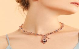 Viennois Rose Gold Farbkette für Frauen Chokers Halsketten Strass/Kristallkette Halsketten Hochzeitsfeier Schmuck J1907133174996