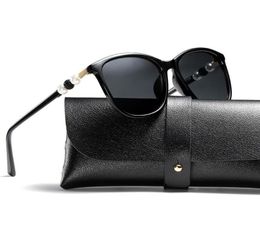 Luxury Polarised Pearl Sunglasses Women Fashion Rhinestone Sun Glasses With Leather Bag High Quality Brand Sexy Ladies Shades9898061