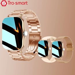 Watches Rose Gold Color Smart Watch Women Men Smartwatch Heart Rate Smart Clock For Android IOS Fitness Tracker Dial Call Answer Call