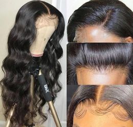 Lace Front Wigs Human Hair Body Wave Frontal Wig 26 inches Black Color2336069