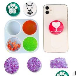 Moulds Mini Sile Phone Holder Decor Resin Irregarity Animal Paw Round Bones Shape Uv Diy Crystal Epoxy Mould Drop Delivery Jewellery Tools Dh2K6