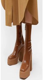 Новый 2020 осенний зимний бренд эластичная кожаная обувь для женщин с сексуальными каблуками Balck Brown Grey Platform Long Boots1413548