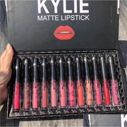 Lip Gloss 12 Set Kylie Make Up Non-Stick Cup Gold Does Not Fade Moisturising Matte Liquid Lipstick Korean Tint Drop Delivery Health B Ot49X