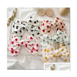 Hair Accessories Girls Chiffon Bows Hairpins Holiday Style Kids Candy Colour Love Heart Printed Clip Children Princess Barrettes Acce Dhnlb