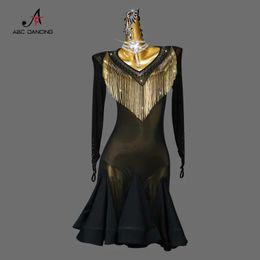 스테이지웨어 새로운 프로 흑인 라틴 댄스 대회 옷 다이아몬드 섹시 볼룸 스커트 대형 크기 커스텀 컴포지션 카바레 마모 Y240529