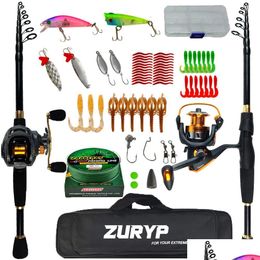 Rod Reel Combo Zuryp 1.8 2.4M Casting Spinning Fishing Set With Bag Portable Travel Kit 230609 Drop Delivery Sports Outdoors Otkcm