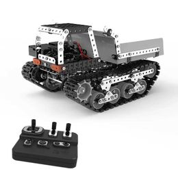 Electric/RC Car 2.4G 10CH RC Tracked Dump Truck DIY Stainless Steel Assemble Forklift Bulldozer Crane Vehicle Metal RC Car Model Kid Gifts toy G240529