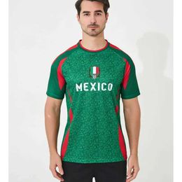 Fans Tops Tees Hot selling US Cup Mexican football jersey quick drying Mexican football jersey printed name football jersey wearing 100% polyester uniform T240601