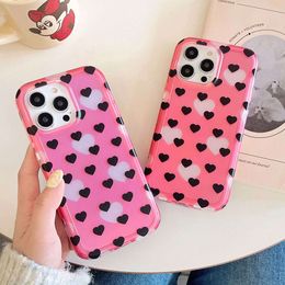 Korea Full Love Heart Lovely Girl Phone Case For iPhone Pro Max Pro Cases in Shockproof Back Cove
