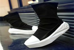 Men 6 cm Height Increasing Platform Boots Back Zip Leather Shoes Male Mixed Colors Y3 High Top Black White Men039s Boots5726705