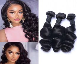 Human Hair Wefts Loose Wave Indian Natural Colour 3 4 Bundles Double Weft for Black Women3900308