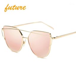 Sunglasses Whole Future Cat Eye Women 2021 Design Mirror Flat Rose Gold Vintage Cateye Fashion Sun Glasses Lady Uv400 Female17966024