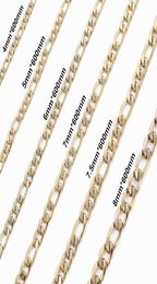 4567758mm Stainless Steel Figaro Chain necklace High Quality Link Chain Necklace gold tone Men Jewellery Whole1647934