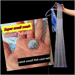 Fishing Accessories Finefish Catch Little Fish Net 7-8Mm Small Mesh Hole Cast Sardines Network Usa Hand Throw Outdoor Tool 240408 Drop Otsk3