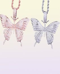 Butterfly Pendant Necklace Charms Gold Color Cubic Zircon Women039s Hip Hop Rock Jewelry MX2008108476790