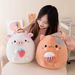 Plush Dolls Cute Fat Round Cow Cat Plush Doll Kawaii Cookie Ice Style Plush Soft Stuffed Animals Toys for Children Kids Gift Y240601LDPT