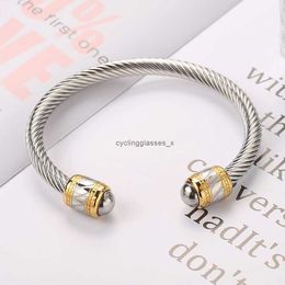 2024 Stainless steel cable c-shaped bracelet gold Fried Dough Twists mens Jewellery