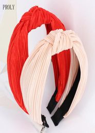 New Summer Hairband For Women Classic Solid Fold Stripes Headband Soft Casual Headwear Centre Knot Hair Accessories2844882