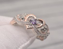 Fashion Jewelry Ring Rose Princess Diamond Ring Refers To Love Rose Gold Double Color Zircon Delicate and Beautiful Ring6408549