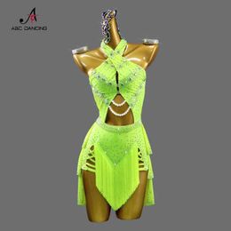 Stage Wear Latin Dance Clothes Women Line come New Dress Stage Girls Samba Suit Outfits party performance Practise Wear Sexy Ball Skirts Y240529