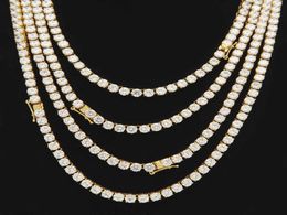 5mm Hip Hop Bling Ice Out 1 Row CZ Stone Tennis Chain Necklace Gold Stainless Steel Cubic Zirconia Chokers Necklaces Men Jewellery G9940488
