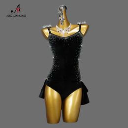 Stage Wear New Latin Dance Skirts Velvet Fabric Ballroom Dresses For Women Sports Prom Come Female Clothing Party Sexy Cha-Cha Line Suit Y240529